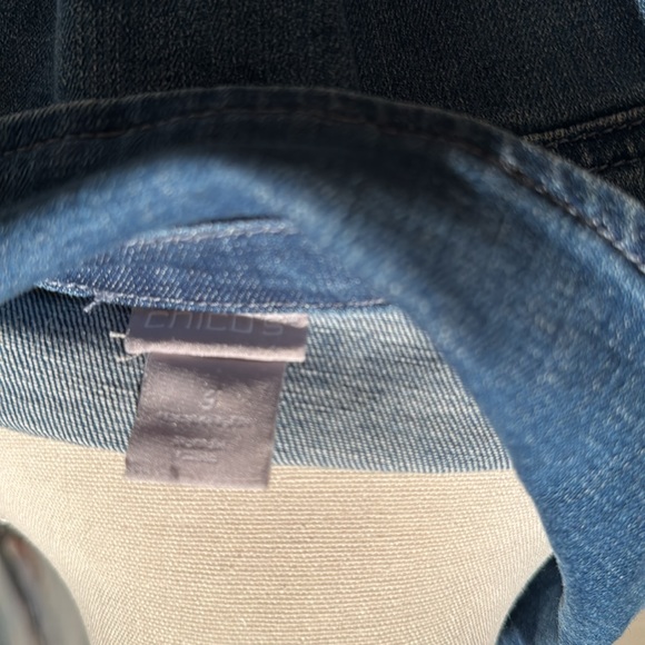 NWT! Chico’s classic jacket and tie-dyed denim with reverse tie-dye size 3 - Picture 3 of 5